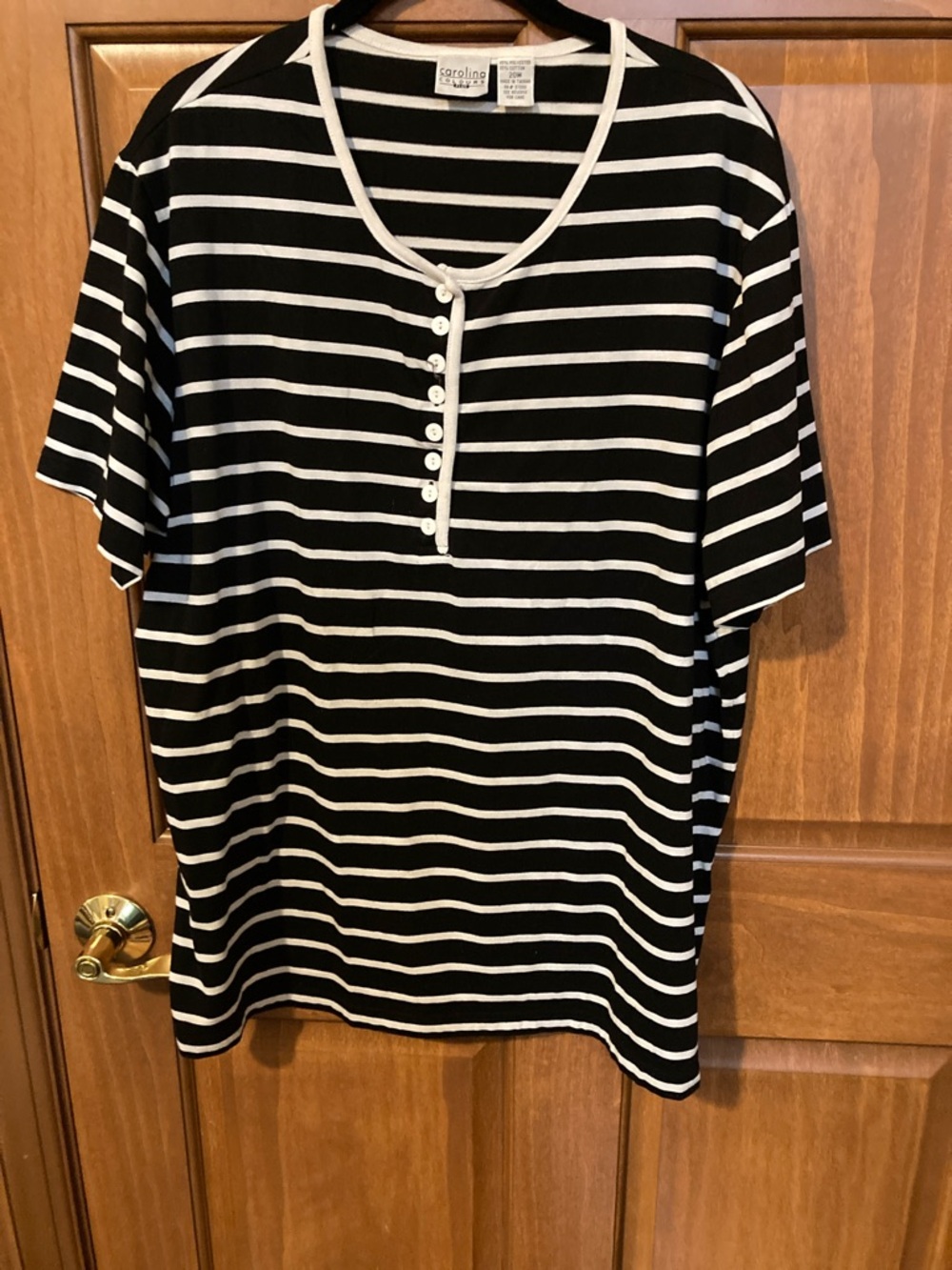 Carolina Colours Plus Black & White Striped Henley